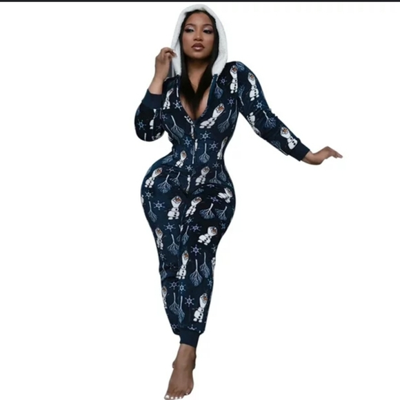 Disney Frozen 2 Olaf hooded pajama onesie size L - Picture 2 of 7